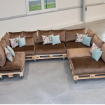 Paletové sedenie Golden Garden GG93/1 - Podsedáky a Vankúše "FIT IN" 120cm x 80cm x 15cm - penový granulát - capuccino